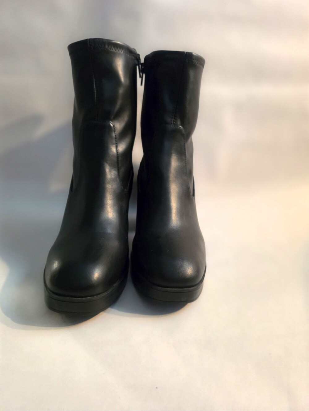 Mix No. 6 Black Leather Platform Ankle Boots